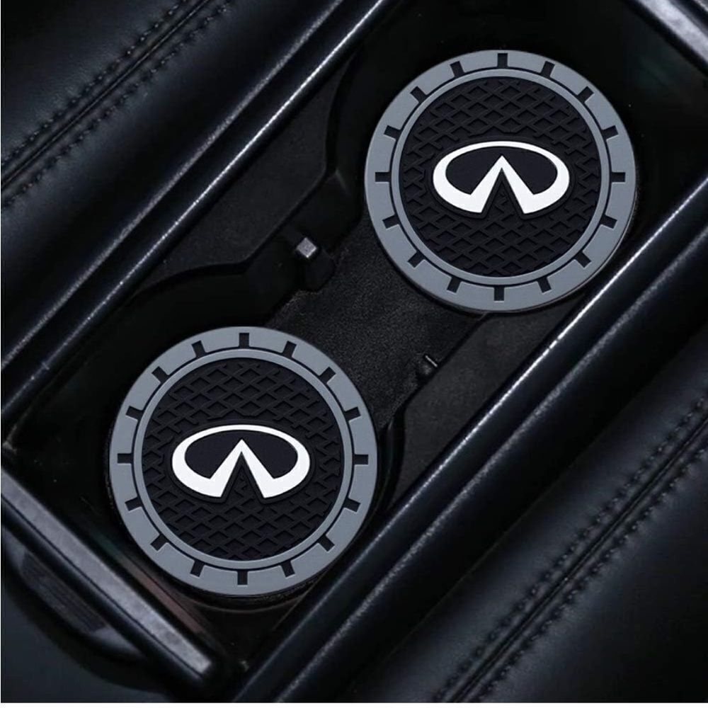 Infinity car cup Coasters in black and gray. Set of 2 NWT
